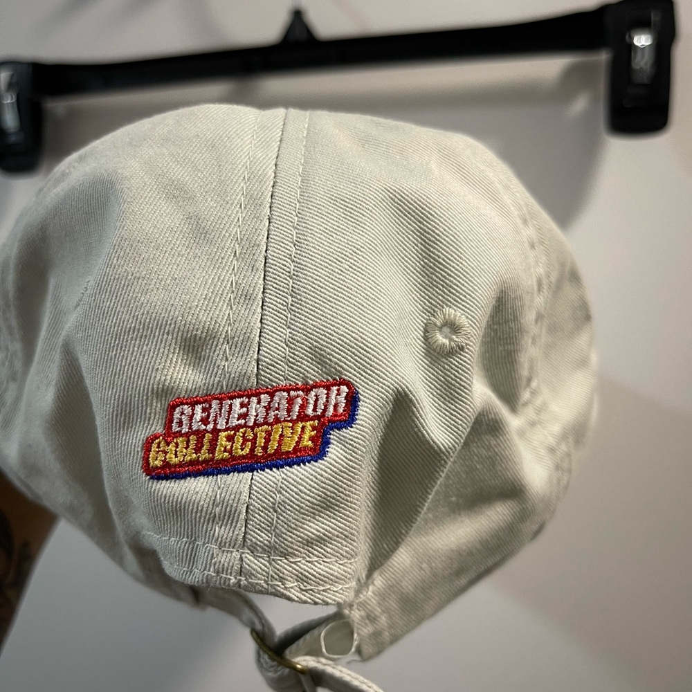 Cream Baseball Cap with Purple & Orange Embroidered Crest 💯Organic Cotton - Picture 7 of 7